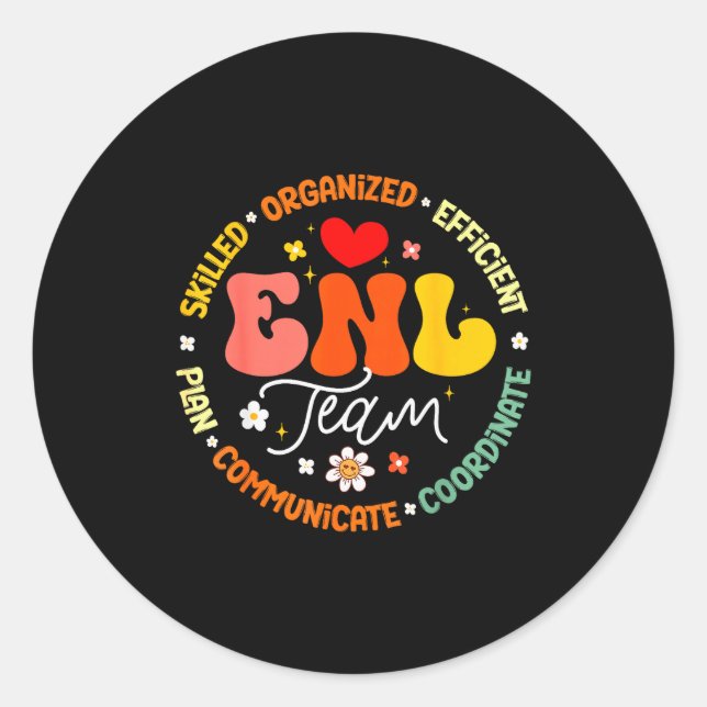 Sticker Rond Enl Team Teacher English New Language Squad Crew  (Devant)