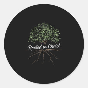 Sticker Rond Enraciné dans le Christ - Jésus chrétien
