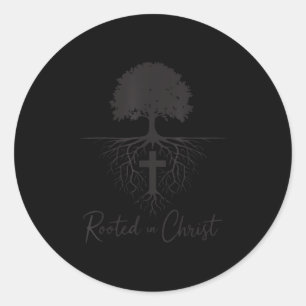 Sticker Rond Enraciné en Christ Enfants Chrétiens Hommes Dieu F
