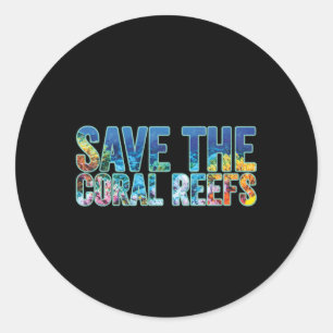 Sticker Rond Enregistrer Coral Reefs Plongeur