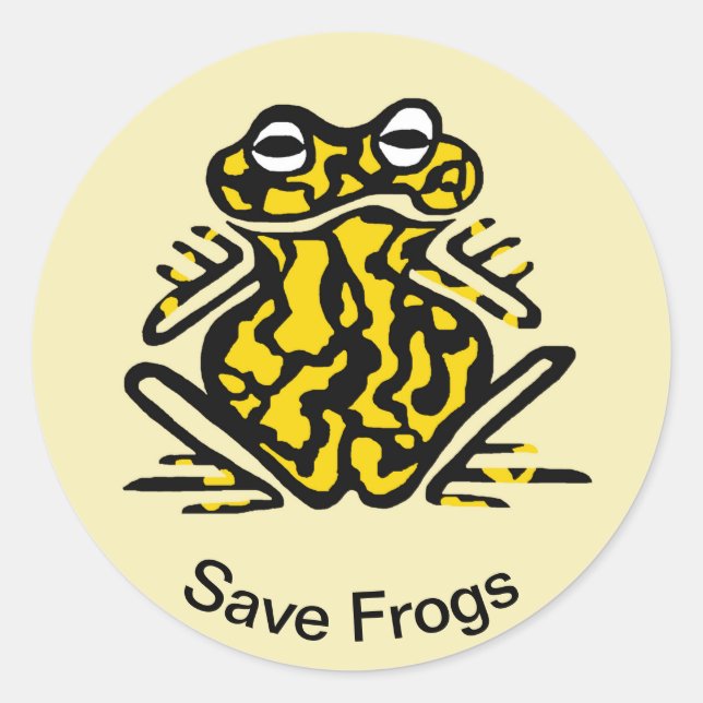 Sticker Rond Enregistrer FROGS - Amphibien - Noir et jaune pois (Devant)