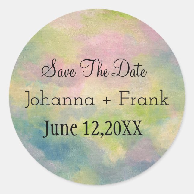 Sticker Rond Enregistrer La Date| Pastels (Devant)