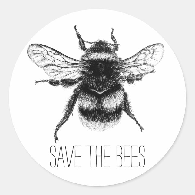 Sticker Rond Enregistrer l'autocollant des abeilles (Devant)