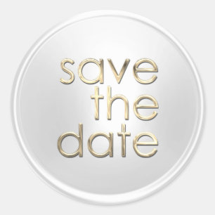 Sticker Rond Enregistrer l'enveloppe de date Sceau Or blanc