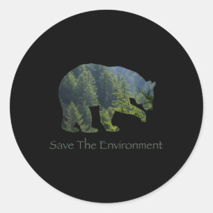 Sticker Rond Enregistrer l'environnement Ours Silhouette De l'e