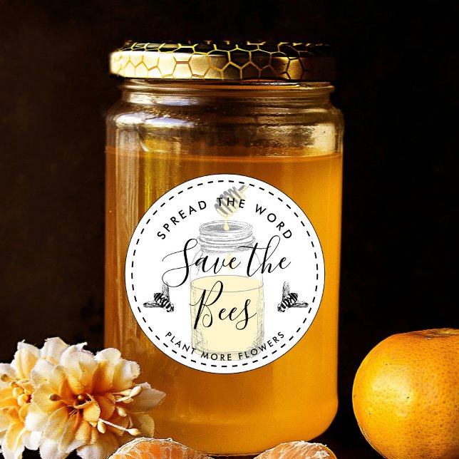 Sticker Rond Enregistrer les abeilles ajouter votre propre devi (Créateur téléchargé)