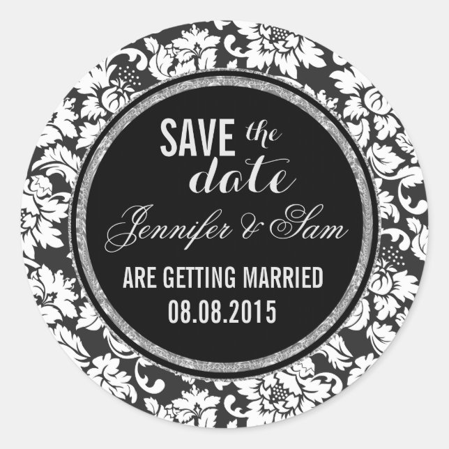 Sticker Rond Enregistrer Les Accents Date-Noir Blanc Et Argent (Devant)