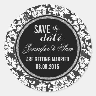 Sticker Rond Enregistrer Les Accents Date-Noir Blanc Et Argent