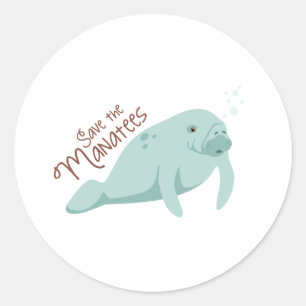 Sticker Rond Enregistrer Les Manatees
