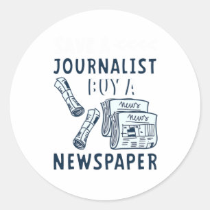 Sticker Rond Enregistrer un journaliste Acheter Journal Journal
