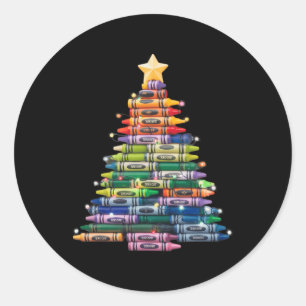 Sticker Rond Enseignant Crayon Christmas Tree Lights Ecole étud