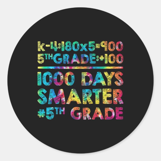 Sticker Rond Enseignant De 1000 Jours Plus Intelligent 100 Jour (Devant)