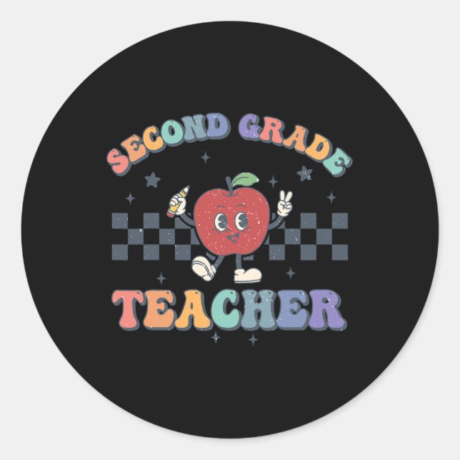 Sticker Rond Enseignant de 2e année Retour à l'équipe scolaire  (Devant)