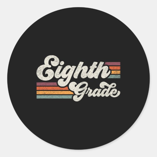 Sticker Rond Enseignant De Huitième Année De Retour À L'École (Devant)