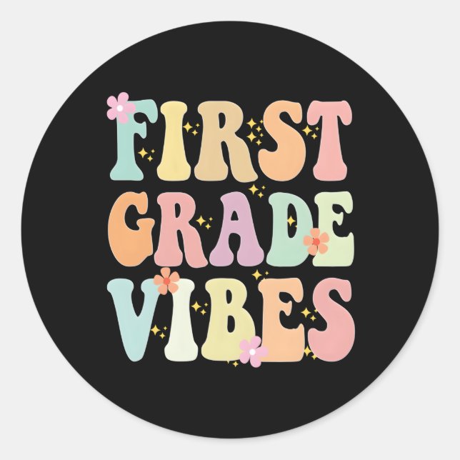 Sticker Rond Enseignant De Première Année 1Ème Année Retour À L (Devant)