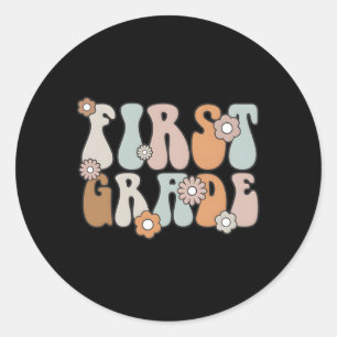 Sticker Rond Enseignant De Première Année Boho Flower Retour À 