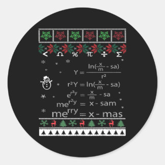 Sticker Rond Enseignant Funky Math Noël Joyeux Noël En Eq Math