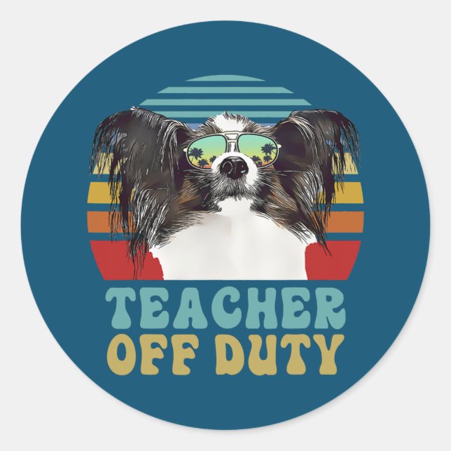 Sticker Rond Enseignant hors service Funny Papillon Chien Chien (Devant)