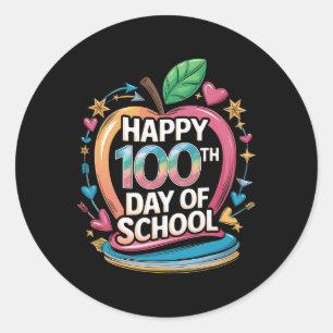 Sticker Rond Enseignant Jour Heureux 100e Mathématiques Cadre D