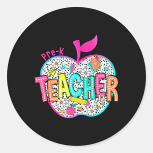 Sticker Rond Enseignant Pré-Maternelle Dalmatien Retour à l'éco