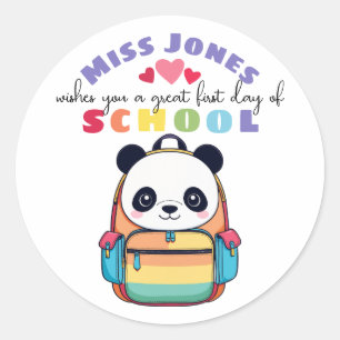 Sticker Rond enseignant premier jour de la rentrée classe bienv