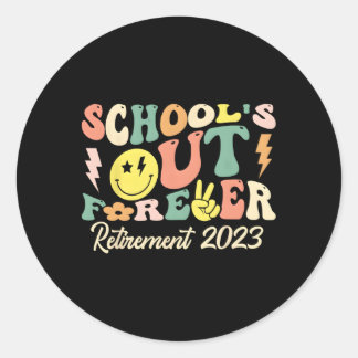Sticker Rond Enseignant Retraité À L'École, Sorti Pour Toujours