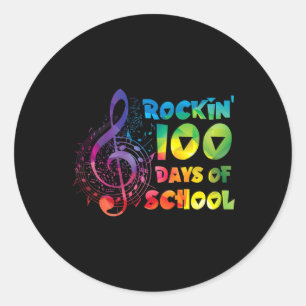 Sticker Rond Enseignant - rockin 100 Jours De Musique Scolaire 