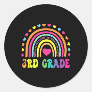 Sticker Rond Enseignants Arc-en-ciel de 3e année Enfants Retour