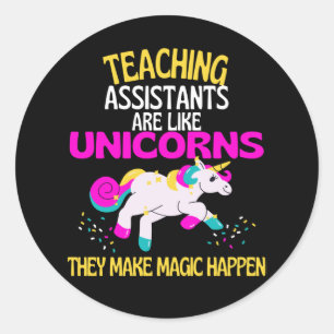 Sticker Rond Enseignants Assistants Unicorn Les Enseignants Son