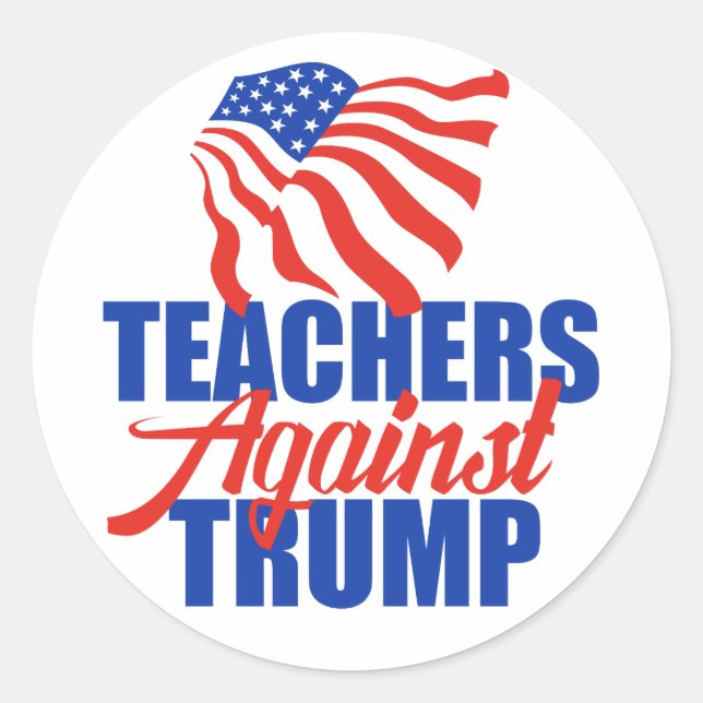 Sticker Rond Enseignants contre Trump Élection 2024 Politique (Devant)