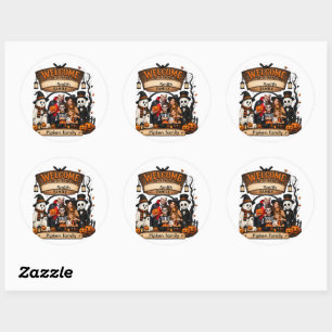Sticker Rond Enseigne personnalisée de citrouille de famille d'