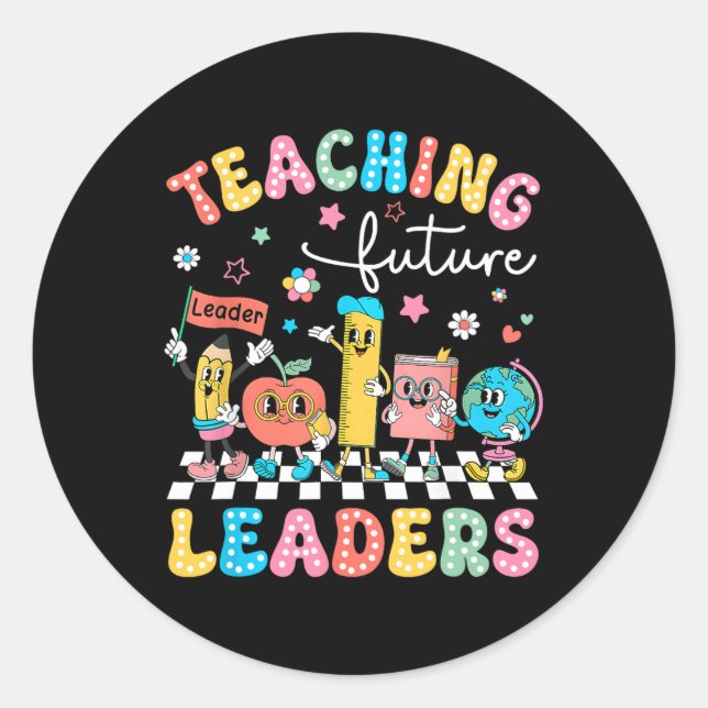 Sticker Rond Enseignement Rétro Dirigeants Futurs Prof Cool Dos (Devant)