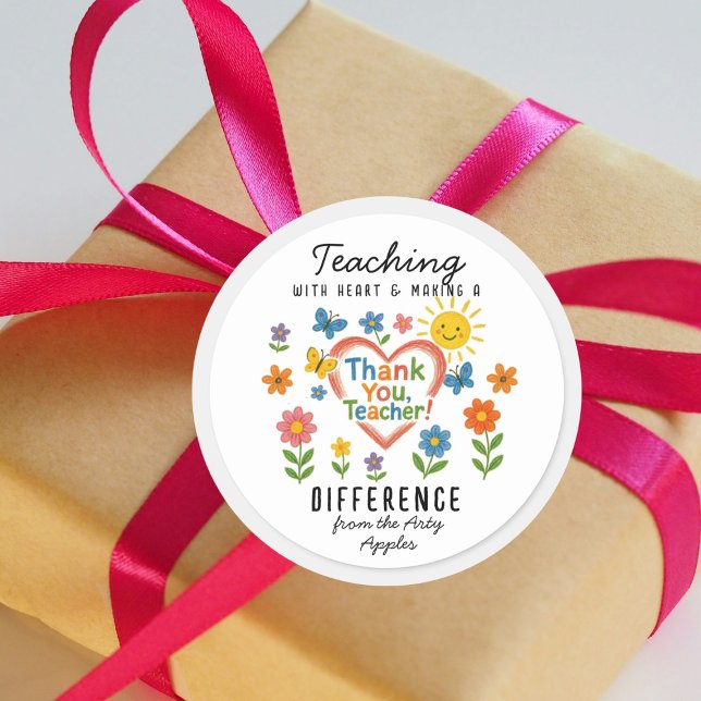 Sticker Rond Enseigner avec le coeur et faire une différence En (Créateur téléchargé)