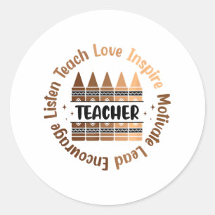 Sticker Rond Enseigner l'amour Inspirer Africain Fier Afro Mela