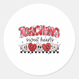 Sticker Rond Enseigner les amoureux Candy Coeur Enseignant Vale