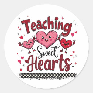 Sticker Rond Enseigner les Coeurs Doux Funny Enseignant de Vale