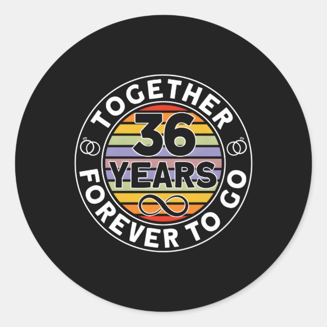 Sticker Rond Ensemble 36 Ans Pour Toujours Aller 36E Mariage An (Devant)