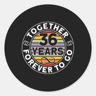 Sticker Rond Ensemble 36 Ans Pour Toujours Aller 36E Mariage An