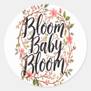Sticker Rond Ensemble d'autocollants floraux Rose & Ladybug