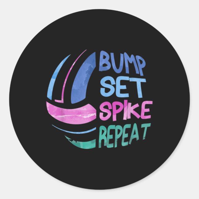 Sticker Rond Ensemble de volleyball de volleyball Spike répétit (Devant)