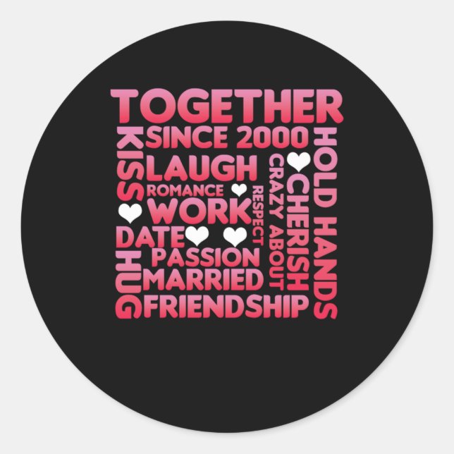 Sticker Rond Ensemble depuis 2000 20 e anniversaire Cadeau (Devant)