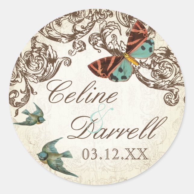 Sticker Rond Ensemble Mariage Botanica - Crème Tan (Devant)
