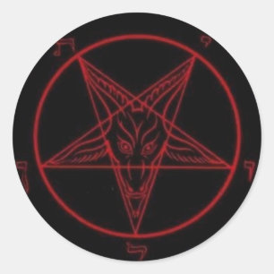 Sticker Rond Ensemble rond rouge d'autocollant de Baphomet
