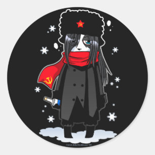 Sticker Rond Ensemble soviétique ivre d'autocollant de panda