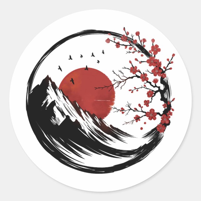 Sticker Rond Enso Zen : La tranquillité de l'aube (Devant)