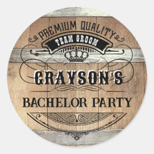 Sticker Rond Enterrement de vie de garçon rustique