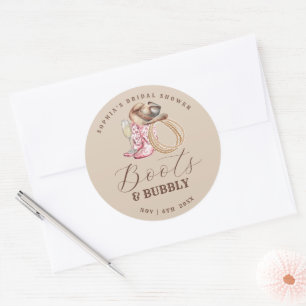 Sticker Rond Enterrement de vie de jeune fille Boots and Bubbly