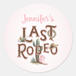 Sticker Rond Enterrement de vie de jeune fille Cowgirl Last Rod