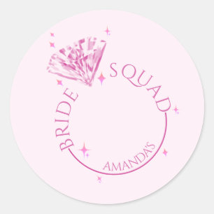 Sticker Rond Enterrement de vie de jeune fille Diamant Rose Bli