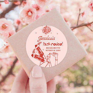 Sticker Rond Enterrement de vie de jeune fille Disco Cowgirl